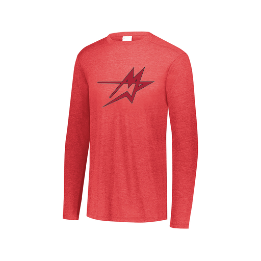 [FTLCUBRD-AXS-LOGO1] Decker Men's Tri-Blend T-Shirt - Long Sleeve (Adult XS, Red, Logo 1)