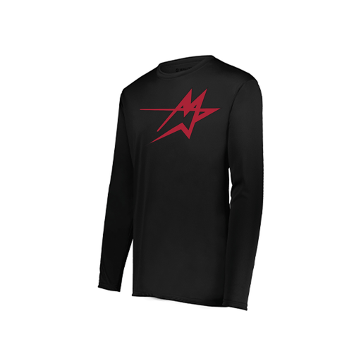 [222823.080.S-LOGO1] Youth LS Smooth Sport Shirt (Youth S, Black, Logo 1)