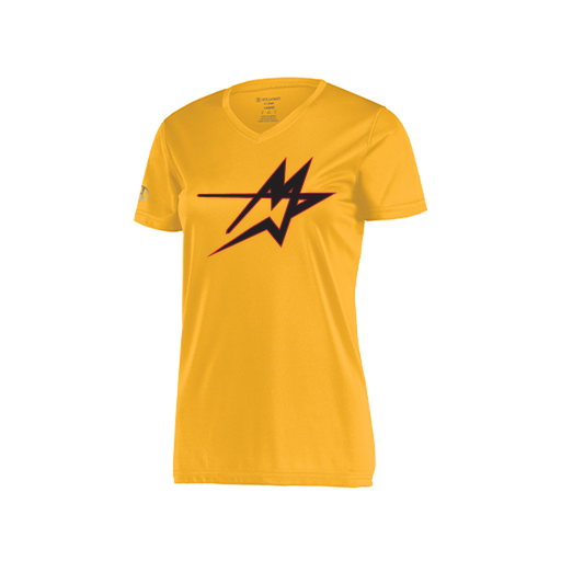 [222820.023.S-LOGO2] Ladies Movement Dri Fit Shirt (Female Adult S, Athletic Gold, Logo 2)