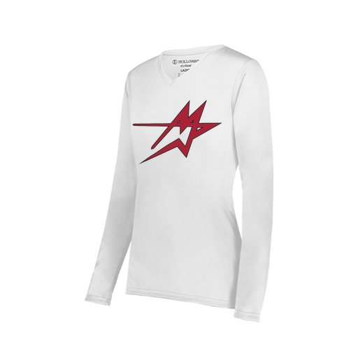 [222824.005.S-LOGO1] Ladies LS Smooth Sport Shirt (Female Adult S, White, Logo 1)