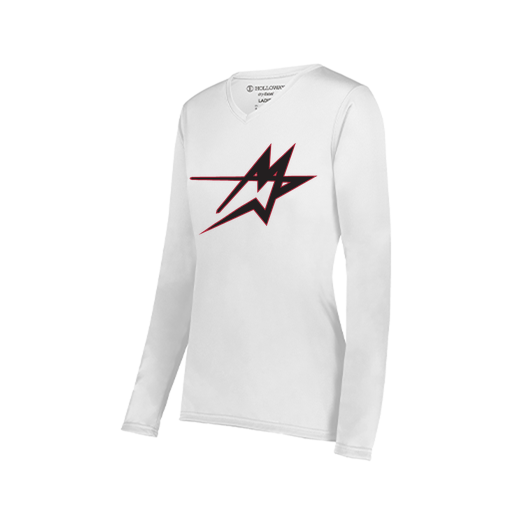 [222824.005.S-LOGO2] Ladies LS Smooth Sport Shirt (Female Adult S, White, Logo 2)