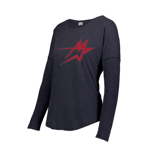 [FTLCUBNV-FAXS-LOGO1] Decker Women's Tri-Blend T-Shirt - Long Sleeve (Female Adult XS, Navy, Logo 1)