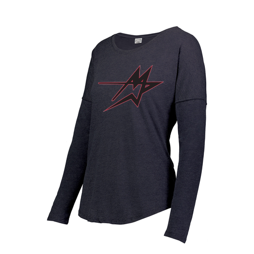[FTLCUBNV-FAXS-LOGO2] Decker Women's Tri-Blend T-Shirt - Long Sleeve (Female Adult XS, Navy, Logo 2)